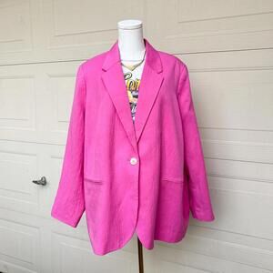 H&M Hot Pink Oversized Blazer Women’s XL Single Button Lightweight